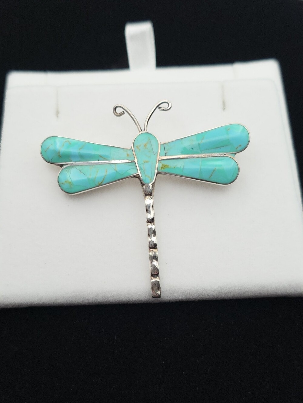 Vintage Taxco 925 Sterling Silver Turquoise Inlay Dragonfly Brooch Pin Southwest